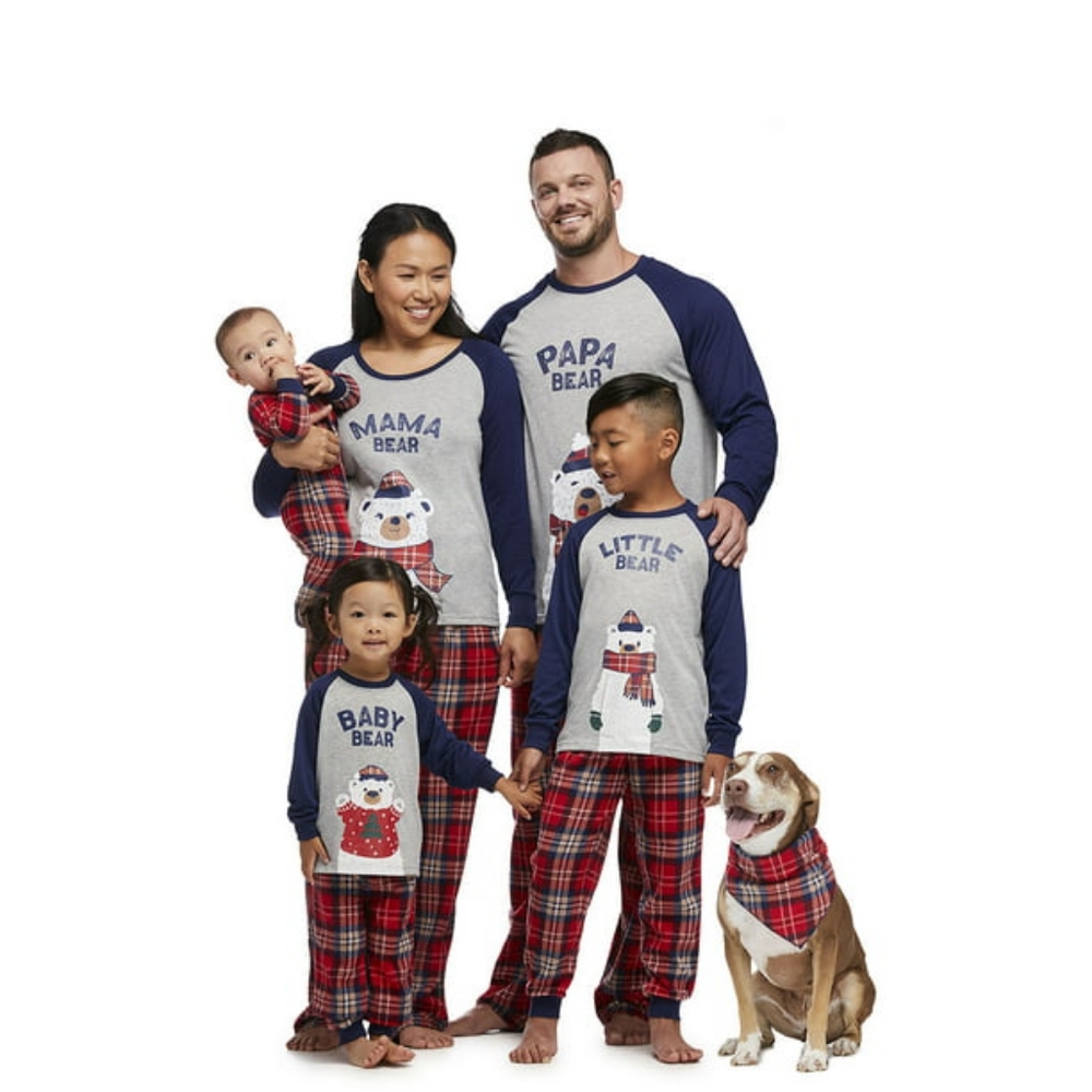 Plaid Bears Matching Family Christmas Pajama Set, Women’s